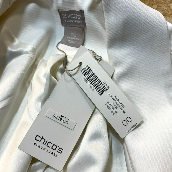 CHICO'S BLACK LABEL Lace Applique Jacket with Tags Size 00 - Picture 2 of 9